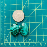 Large Sea Green Oval Malachite Copper Mineral, Set of 2 Dimensions