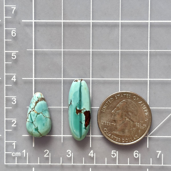 Large Sky Blue Mixed Treasure Mountain Turquoise, Set of 2 Dimensions
