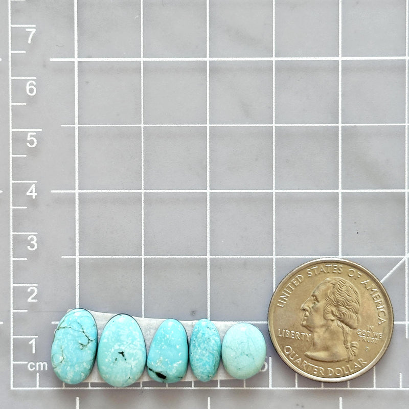 Small Faint Blue Mixed Pilot Mountain Turquoise, Set of 5 Dimensions