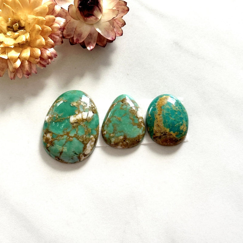 Medium Deep Green Mixed Royston Turquoise, Set of 3 Background