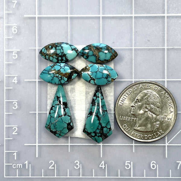 Medium Ocean Blue Mixed Yungai Turquoise, Set of 6 Dimensions