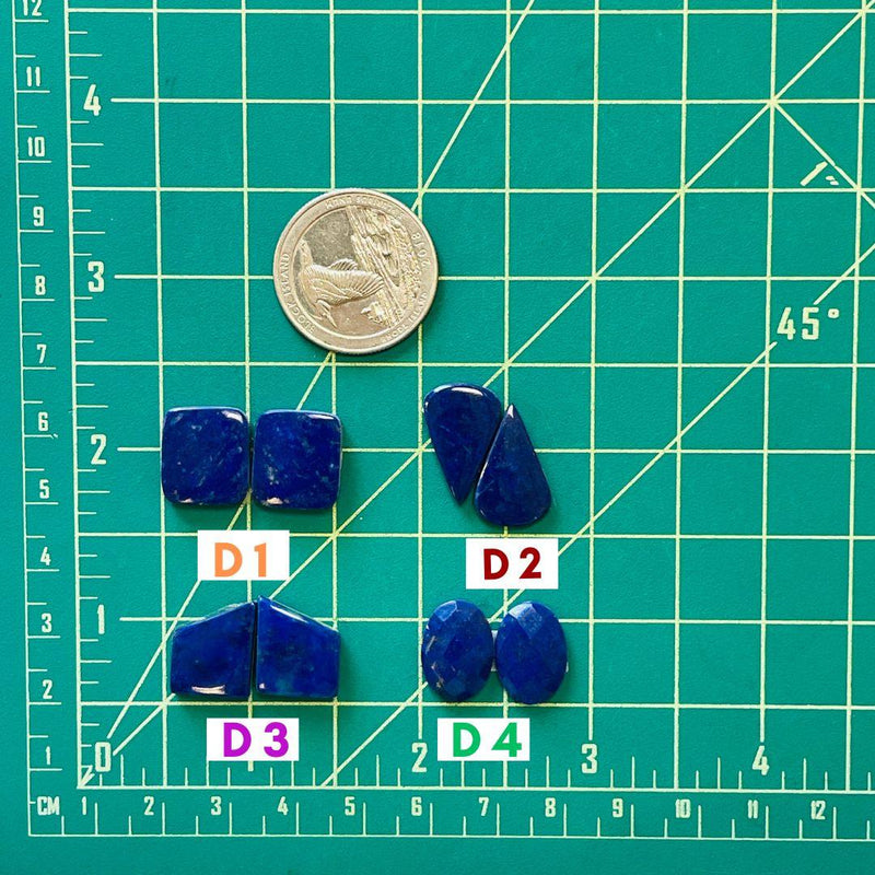 4. Small Oval Lapis Lazuli, Set of 2 - 041624