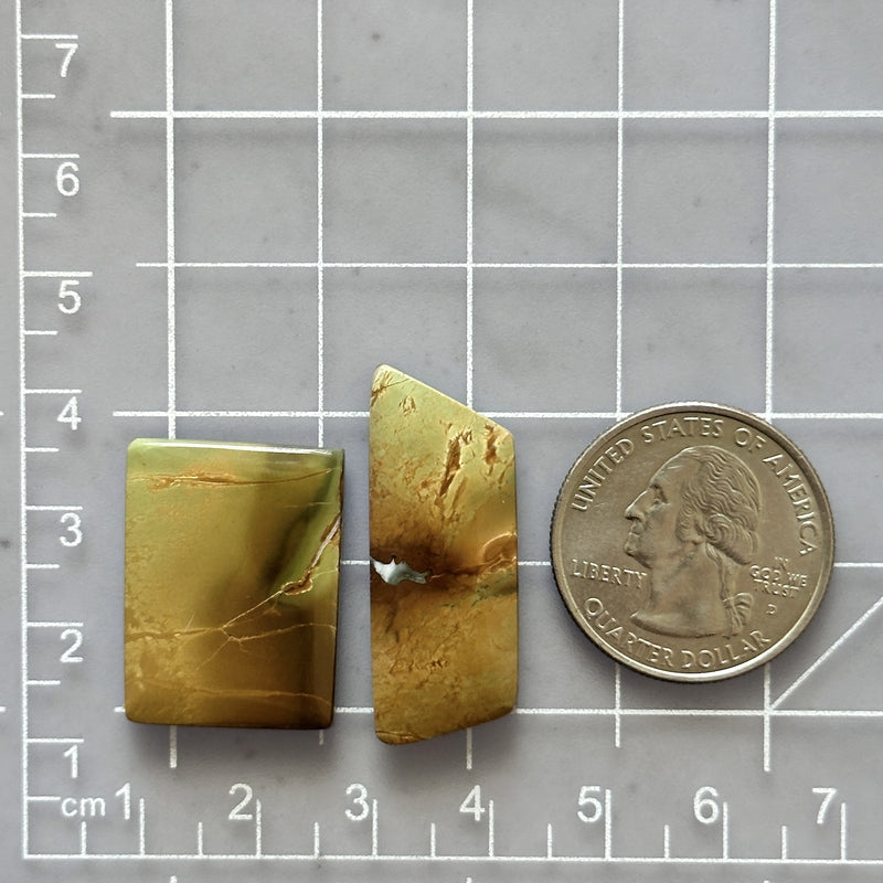 Large Earth Brown Mixed Crescent Lake Variscite, Set of 2 Dimensions