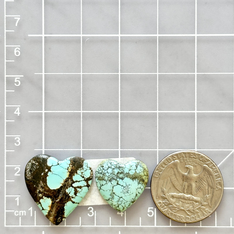 Medium Sky Blue Heart Number 8 Turquoise, Set of 2 Dimensions