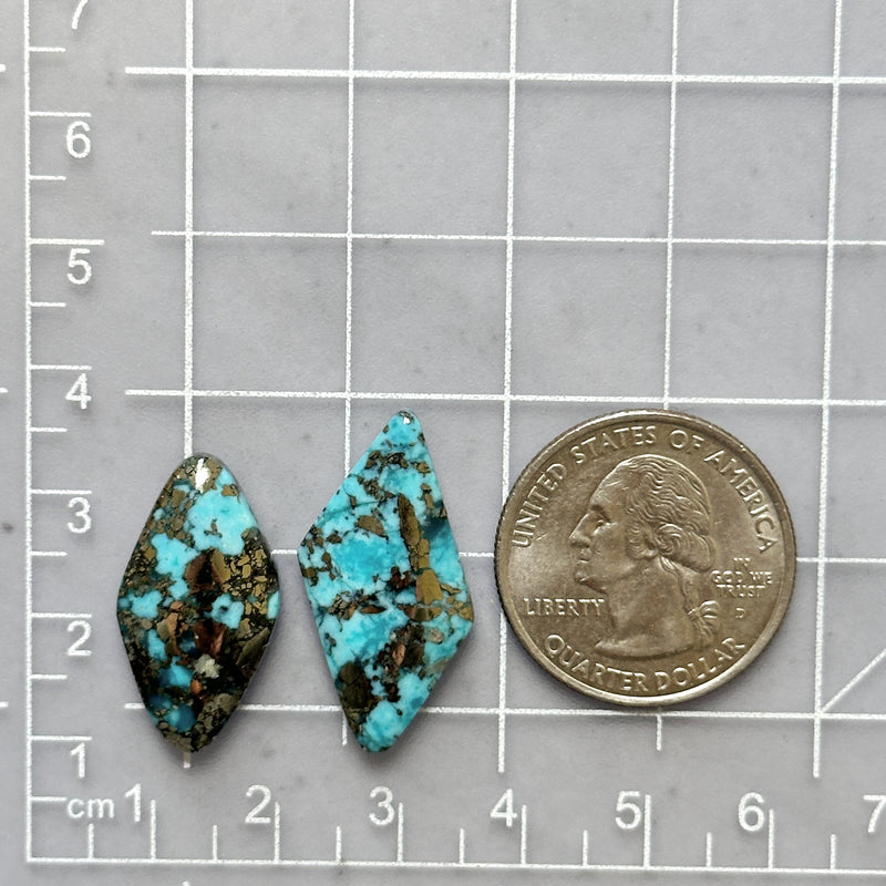 Large Sky Blue Diamond Ithaca Peak Turquoise, Set of 2 Dimensions
