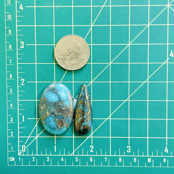 Large Ocean Blue Mixed Ithaca Peak Turquoise, Set of 2 Dimensions