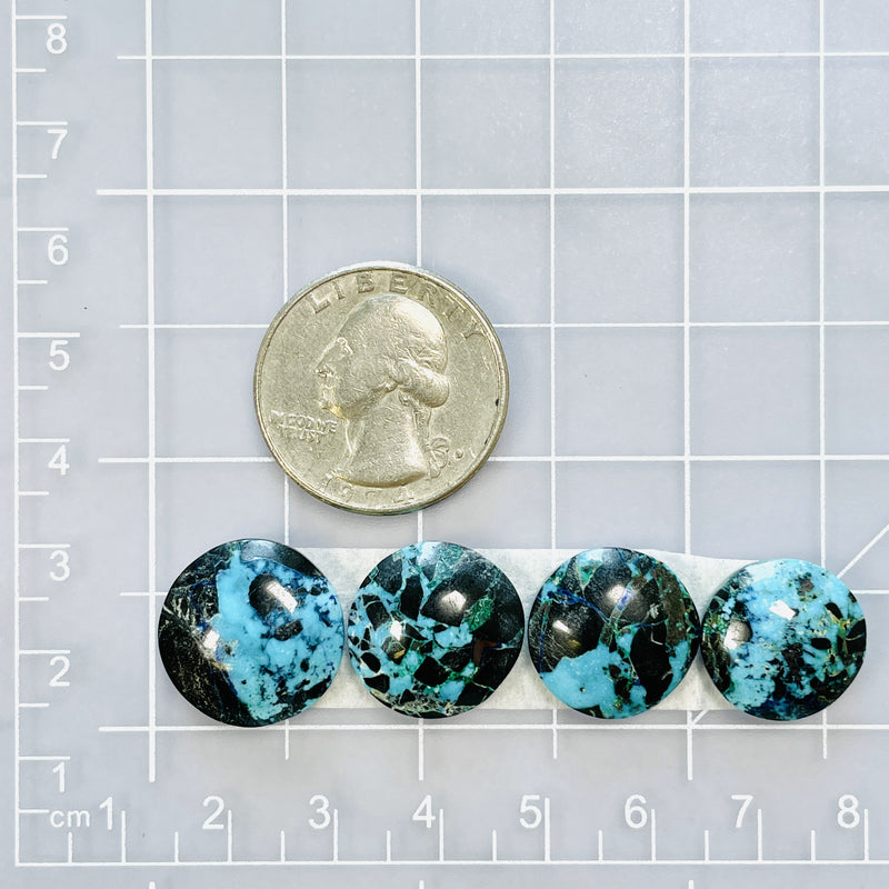 Small Sky Blue Round Yungai Turquoise, Set of 4 Dimensions