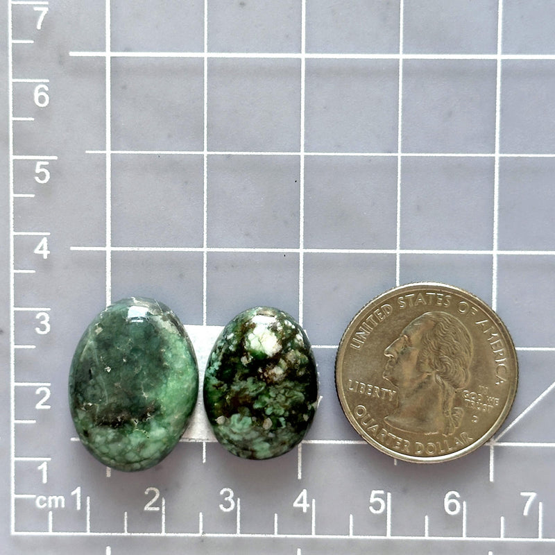 Large Deep Green Oval Broken Arrow Variscite, Set of 2 Dimensions