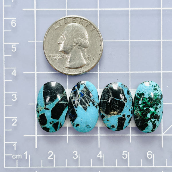 Medium Ocean Blue Oval Yungai Turquoise, Set of 4 Dimensions