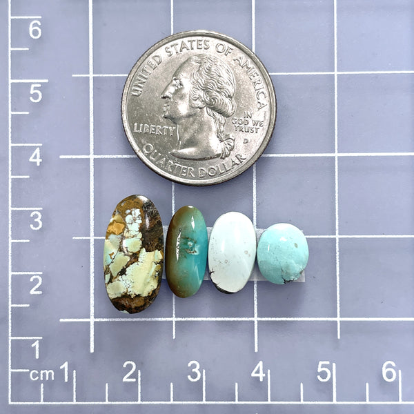 Medium Mixed Oval Mixed Turquoise, Set of 4 Dimensions