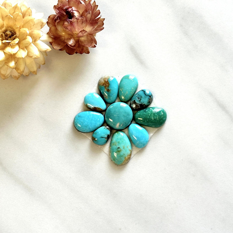 Small Sky Blue Mixed Mixed Turquoise, Set of 10 Background