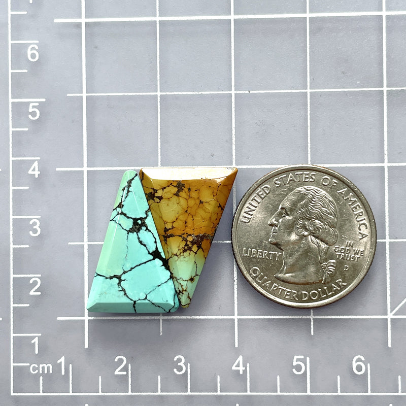 Medium Mixed Triangle Mixed Turquoise, Set of 2 Dimensions