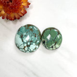 Large Sea Green Oval Treasure Mountain Turquoise, Set of 2 Background