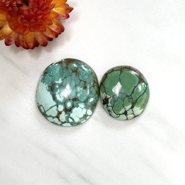 Large Faint online Blue Oval Treasure Mountain Turquoise, Set of 2