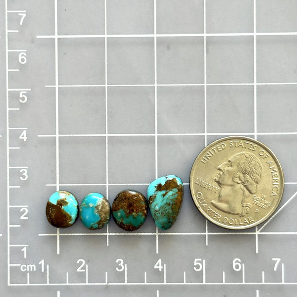 Small Ocean Blue Mixed Number 8 Turquoise, Set of 4 Dimensions