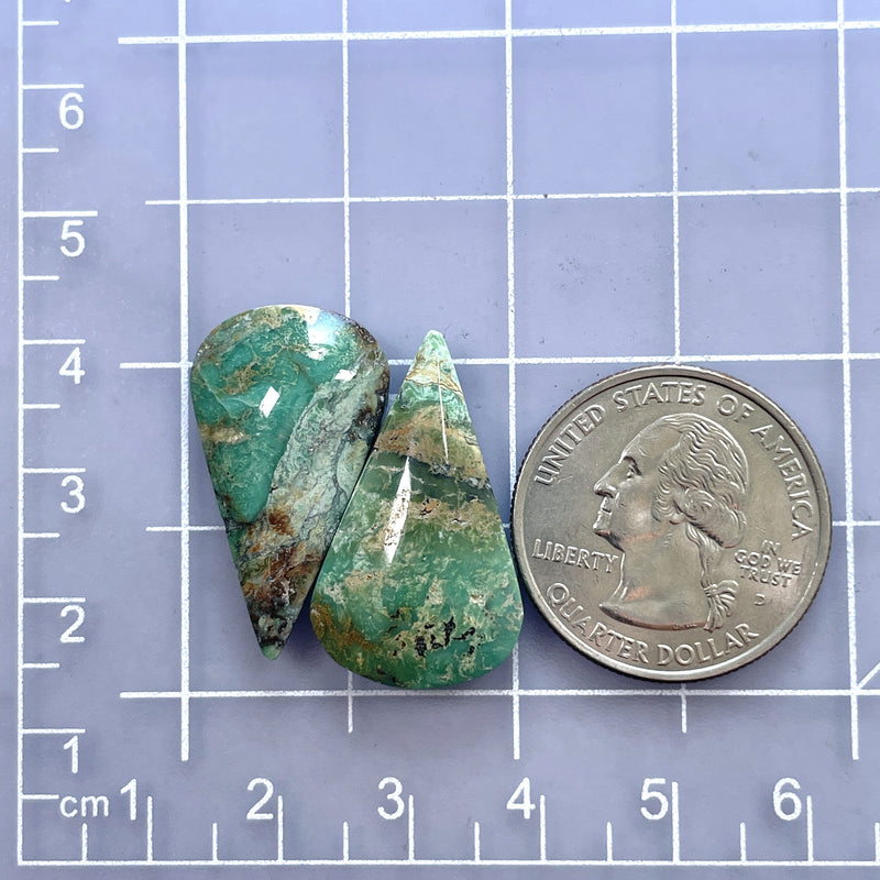 Large Sea Green Teardrop Crescent Lake Variscite, Set of 2 Dimensions