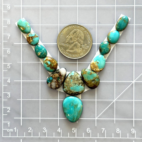 Small Sky Blue Mixed Royston Turquoise, Set of 12 Dimensions