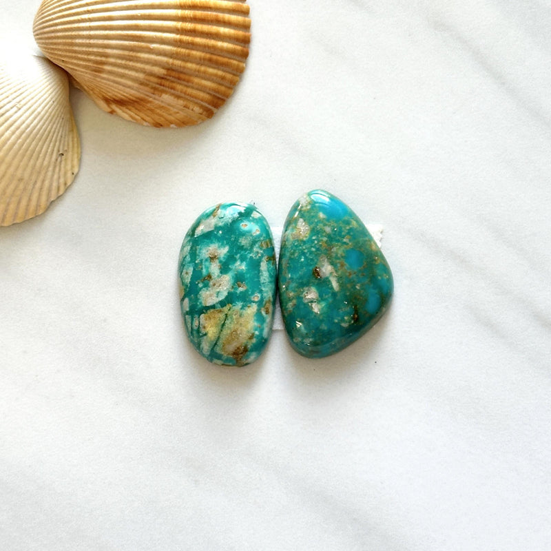 Large Deep Green Freeform Fox Turquoise, Set of 2 Background