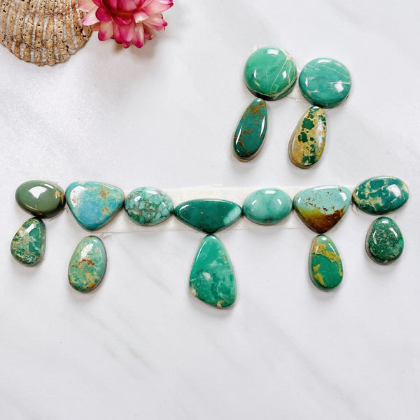 Small Mixed Mixed Royston Turquoise, Set of 16 Background