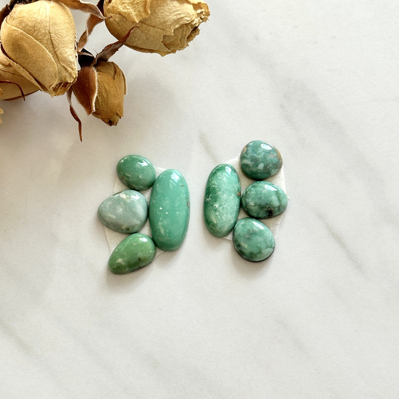 Small Mint Green Mixed Broken Arrow Variscite, Set of 8 Background