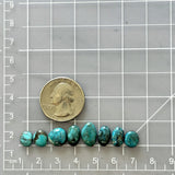 Small Ocean Blue Mixed Sonora Turquoise, Set of 8 Dimensions