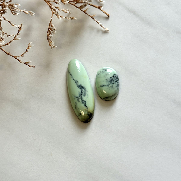 Large Faint Green Mixed Crescent Lake Variscite, Set of 2 Background