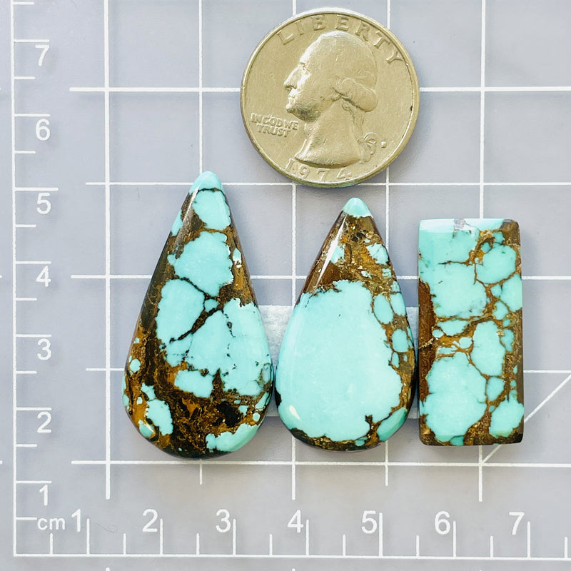 Large Sky Blue Mixed Yungai Turquoise, Set of 3 Dimensions