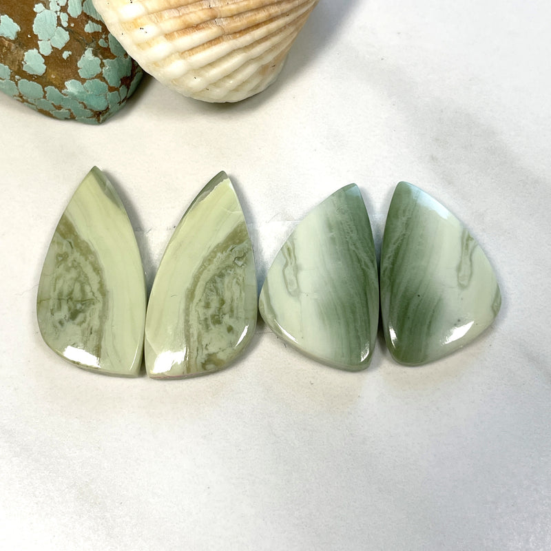 Large Mint Green Freeform Green Serpentine Serpentine, Set of 4 Background