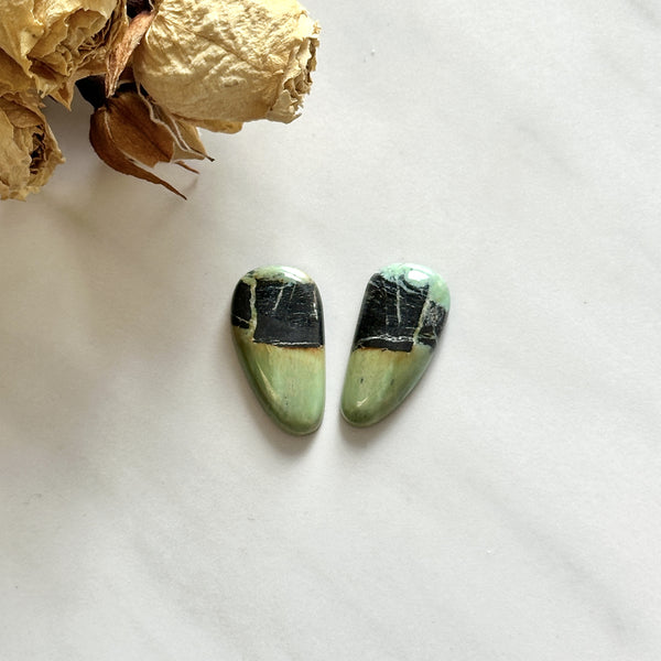 Large Mint Green Freeform Crescent Lake Variscite, Set of 2 Background