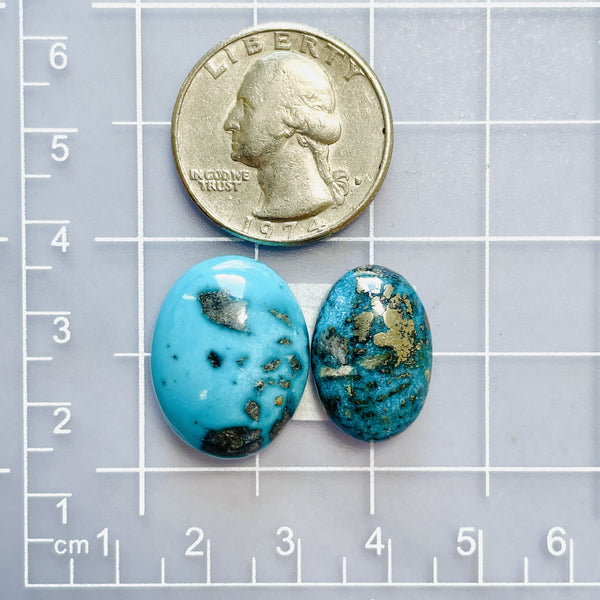 Large Ocean Blue Oval Ithaca Peak Turquoise, Set of 2 Dimensions