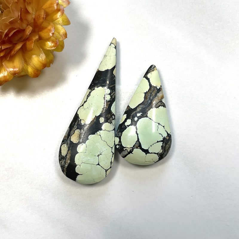 Medium Faint Green Teardrop Treasure Mountain Turquoise, Set of 2 Background