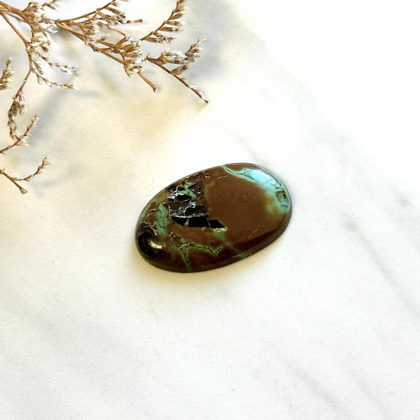 Large Earth Brown Freeform Crescent Lake Variscite Background