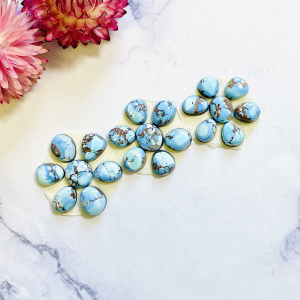 Small Sky Blue Mixed Golden Hills Turquoise, Set of 21 Background