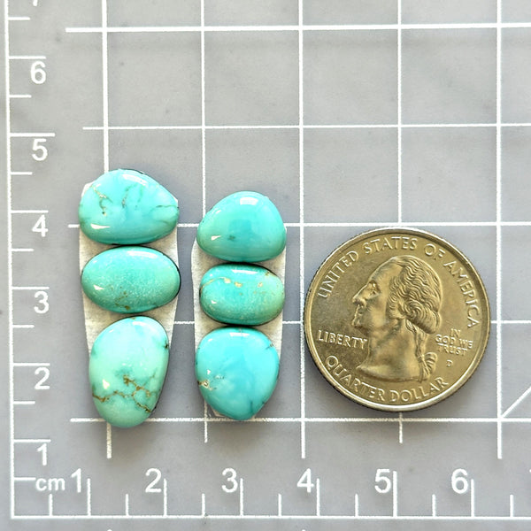 Small Sky Blue Mixed Lone Mountain Turquoise, Set of 6 Dimensions