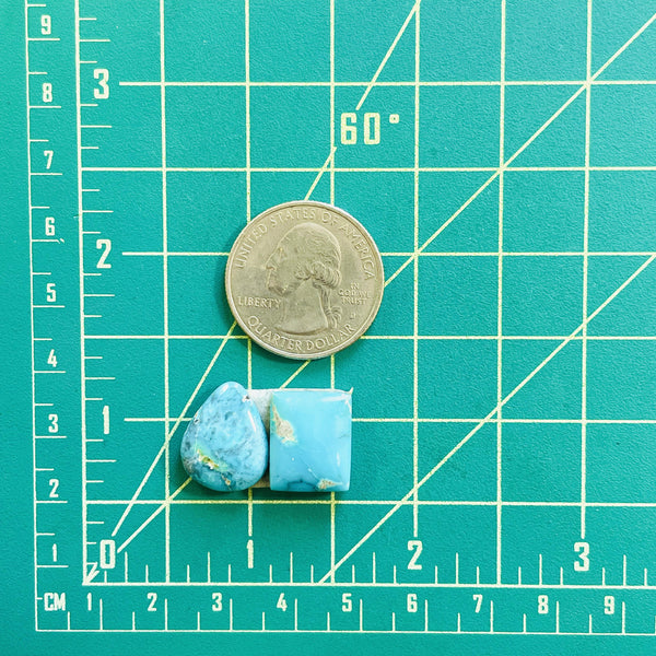 Small Sky Blue Mixed Lone Mountain Turquoise, Set of 2 Dimensions