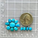 Small Sky Blue Mixed Sleeping Beauty Turquoise, Set of 13 Dimensions