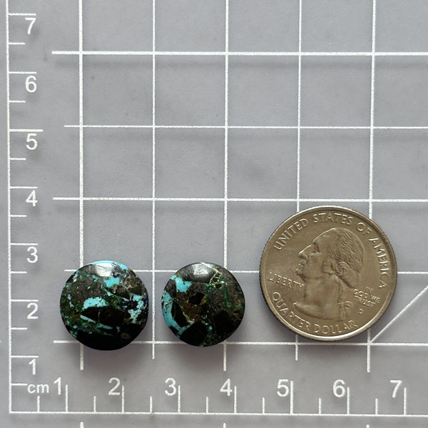 Small Sky Blue Round Yungai Turquoise, Set of 2 Dimensions