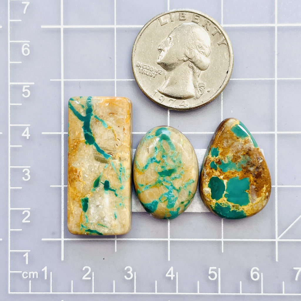Large Deep Green Mixed Royston Turquoise, Set of 3 - Turquoise Moose