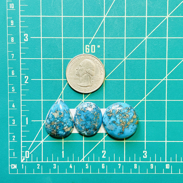 Medium Ocean Blue Mixed Ithaca Peak Turquoise, Set of 3 Dimensions
