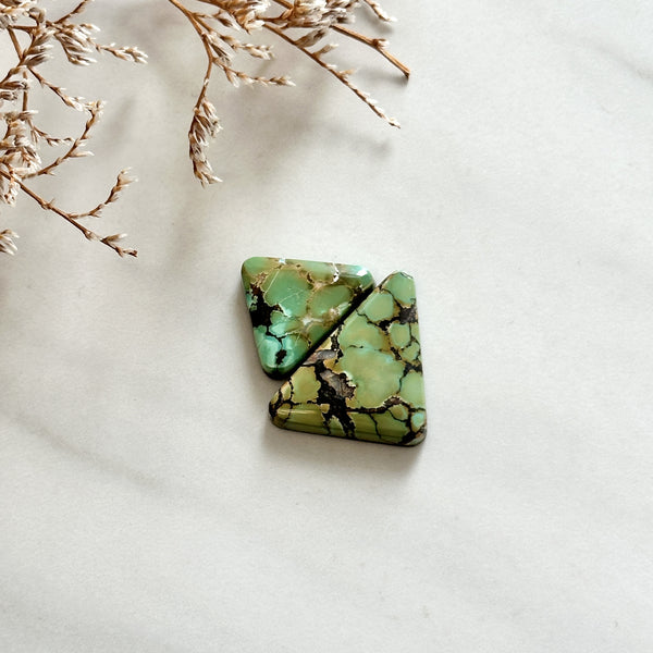 Medium Bamboo Green Triangle Bamboo Mountain Turquoise, Set of 2 Background