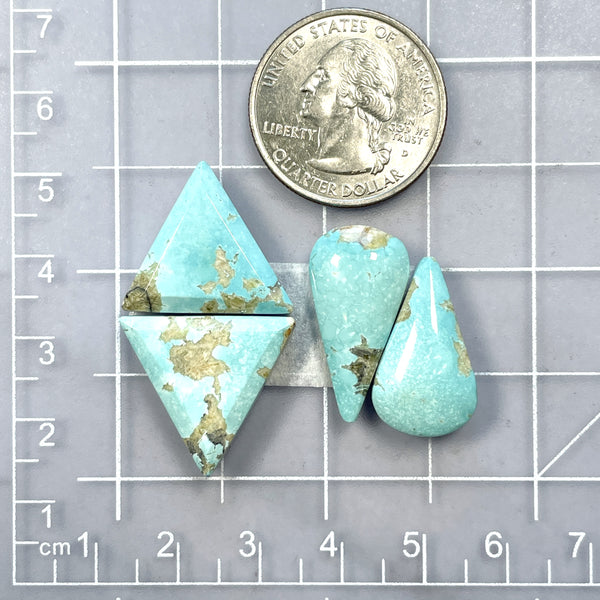 Medium Sky Blue Mixed Sand Hill Turquoise, Set of 4 Dimensions