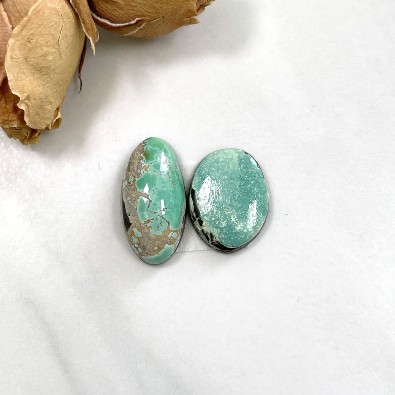 Medium Mint Green Oval Carico Lake Turquoise, Set of 2 Background