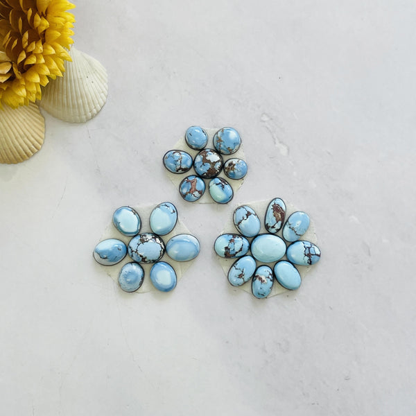 Small Sky Blue Mixed Golden Hills Turquoise, Set of 23 Background