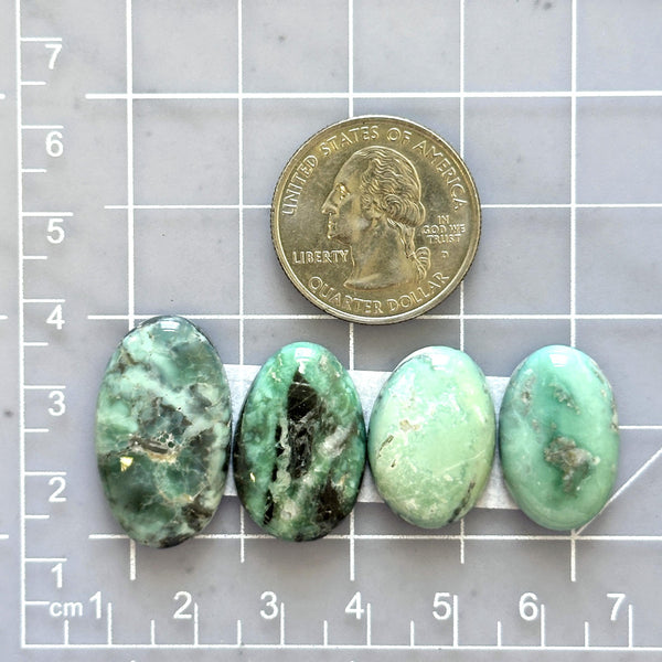 Large Mint Green Oval Broken Arrow Variscite, Set of 4 Dimensions