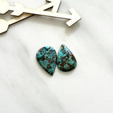Medium Sky Blue Teardrop Wild Horse Turquoise, Set of 2 Background