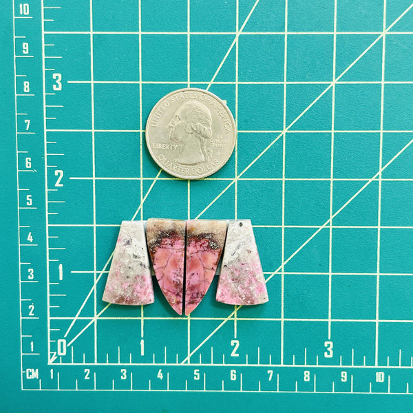 Large Pink Mixed Cobaltoan Calcite, Set of 4 Dimensions