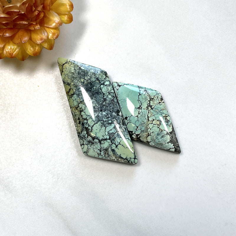 Large Faint Green Mixed Treasure Mountain Turquoise, Set of 2 Background