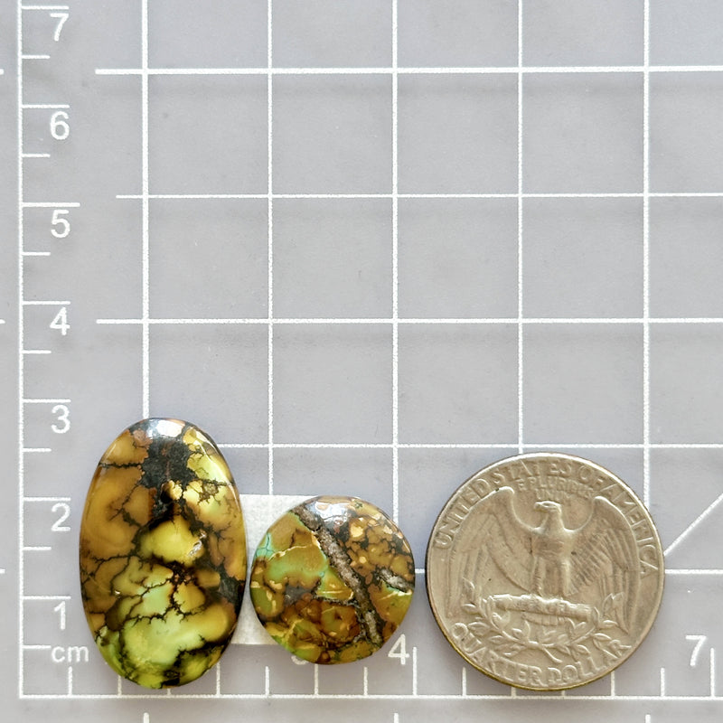 Large Royal Orange Mixed Treasure Mountain Turquoise, Set of 2 Dimensions