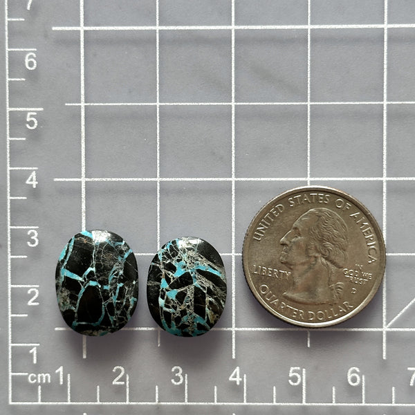 Small Sky Blue Oval Blue Moon Turquoise, Set of 2 Dimensions