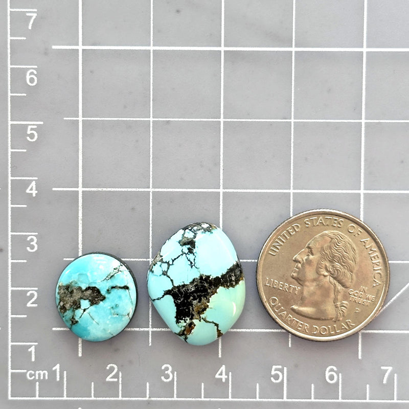 Small Sky Blue Mixed Yungai Turquoise, Set of 2 Dimensions